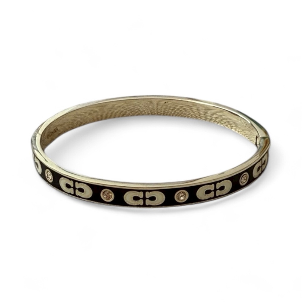 Coach Elegant Black and Silver Bangle Bracelet